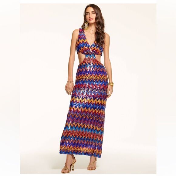 $795 Ramy Brook sequence it out Teah Gown NWT size 0 - Picture 3 of 13